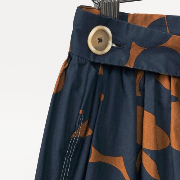 Marni Resort 2019 Navy Belou-Print Cotton Poplin Gathered Midi Skirt - Picture 7 of 12